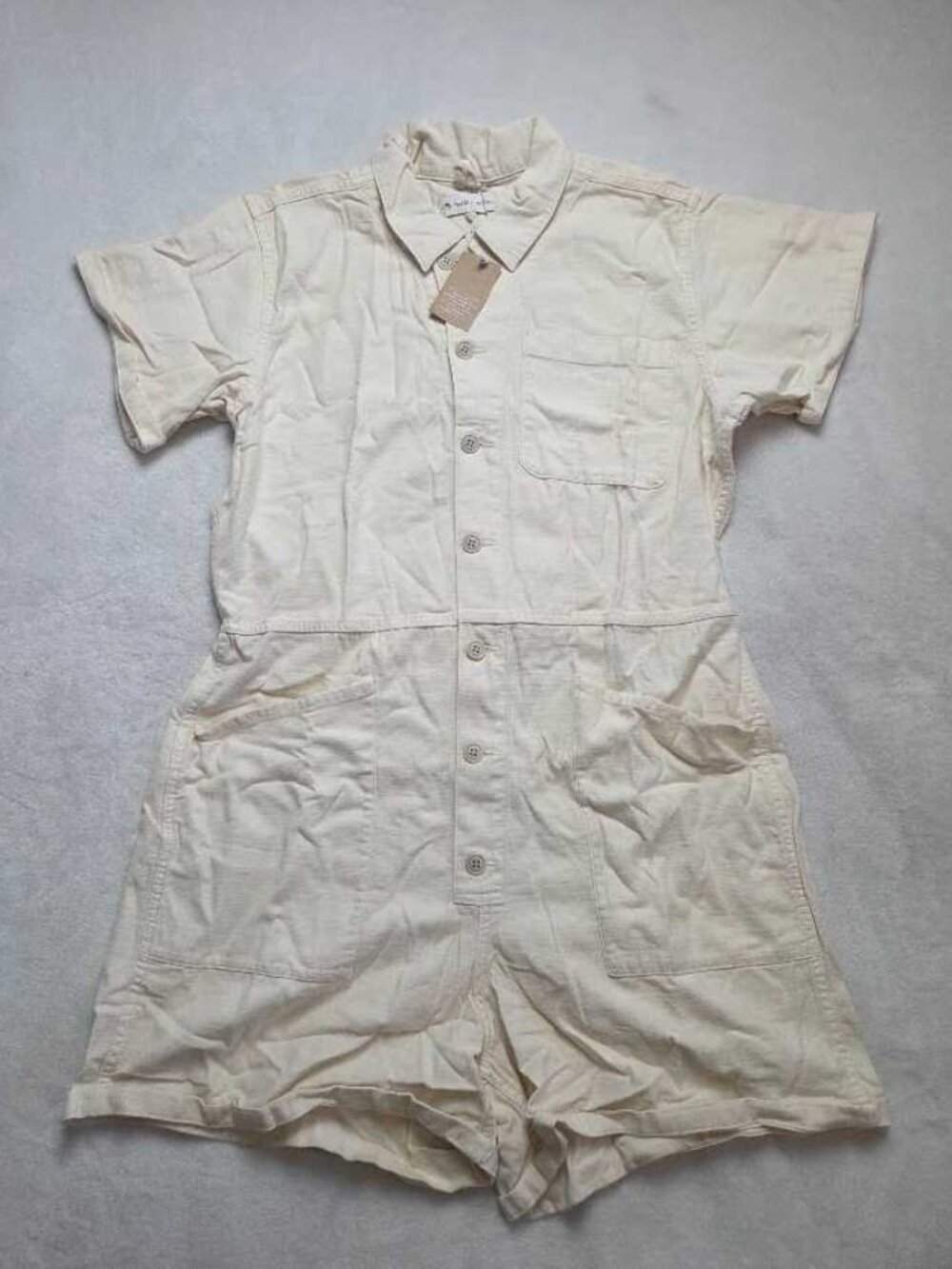 New XXL Madewell x As Ever short coveralls jumpsuit in Cloud Lining ivory